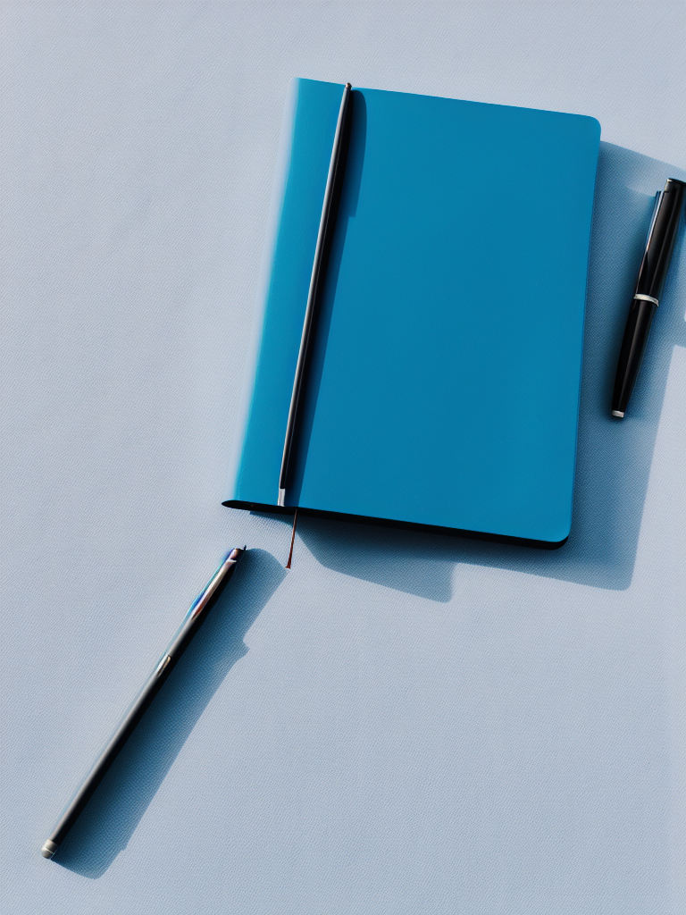 blue notebooks on a white office table